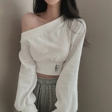 Sonio 女款單肩短版大學T