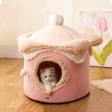 DING DONG PET 寵物冰淇淋絲絨躲貓貓屋, 粉紅色
