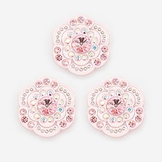 水鑽寶石鈕扣 櫻花 21mm, 3個, 粉紅色