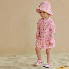 IAMBEBE 女童微笑雛菊抗UV連身防磨泳衣