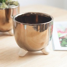 flowertree 高腳古銅色水盤 室內裝飾小物 花盆, 單一顏色