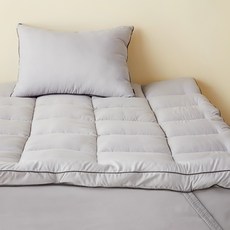 La Pomme 素色滾邊絎縫床墊+基本款枕頭, 灰灰色