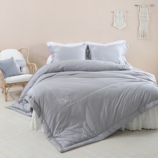 &STICH 簡約線紋莫代爾3M刺繡衍縫被套, 灰色