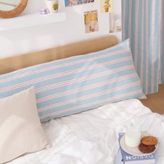 FORHOME 手工製紐約公寓亞麻特大號身體抱枕套, 美式藍