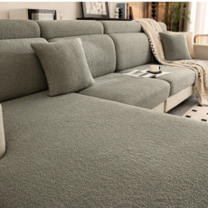 Ecster 防寒泰迪絨保暖極細纖維羊羔絨布料防滑改裝沙發套, 鼠尾草灰, 1個