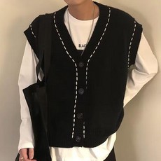 Black101 男性盧托巴爾休閒鈕扣V領背心 FC-2319214