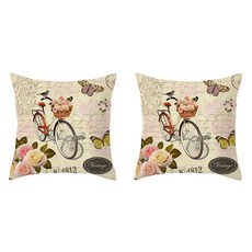 프랑스 분위기 나는 로즈 패턴 레트로 스타일 쿠션커버 2p