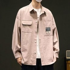 Starbean 男士雙口袋休閒長袖襯衫