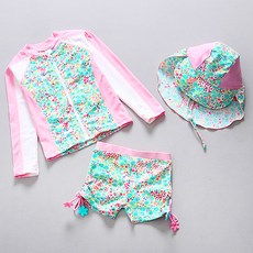 花朵防曬泳衣 + 護頸帽套裝