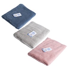 non-no 儂儂 純棉越洗越蓬瞬吸水浴巾 棉紗, 寶石藍 + 淡雅灰 + 珊瑚粉, 3條
