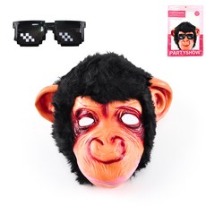 Party Show漫畫猩猩猩猩面具+馬賽克像素眼鏡套組, 1套, 混合顏色