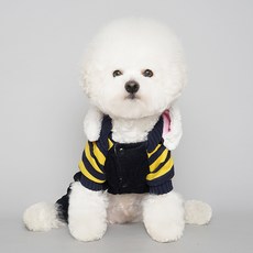 冬季條紋燈芯絨連身狗狗裝, 黃色