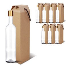 mir 金色密封玻璃瓶 螺旋蓋 + 禮物盒組, 500ml, 8組