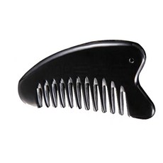 MEO 水牛角頭皮+臉部按摩曲線刮痧梳, 1個, 單一顏色