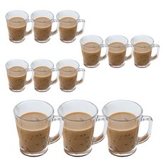 Mug Cute透明圖案玻璃杯, 12個