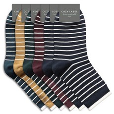 COZY LABEL 男款拼色條紋中筒襪組 6雙