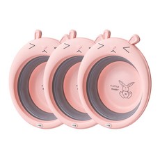 블럭마트 접이식 토끼 대야, 핑크, 3개
