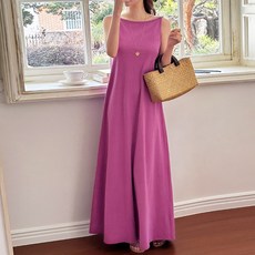보리맘 보트넥 민소매 끈 나시 A라인 롱 임산부 원피스 G960