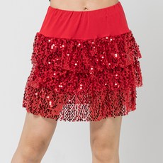 閃亮3層迷你裙 LDS9900, 紅色(紅色)