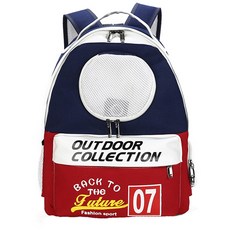 LIVING DUO 寵物毛衣後背包, 海軍藍紅色