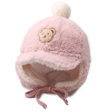 Moucheu 兒童羊羔絨小熊防寒帽