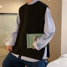 블랙101 남성용 브룩스 옆트임 단추 포인트 조끼 FC-2318982