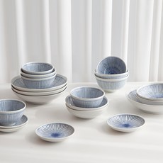 NICOTT Aoi 4人份家居套餐 22件組, 飯碗 4入 + 湯碗 4入 + 分享盤 4入 + 碗盤 4入 + 醬料碗 4入 + 義大利麵碗 2入, 混合色