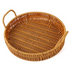 G&Y 仿藤圓形零食水果籃托盤, 1個, 單一顏色