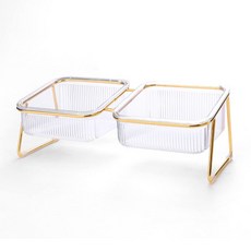 Carno 卡諾 韓國寵物系列 雙格餐具, 金色, 1個