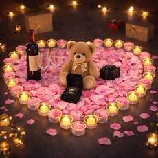 PARTYSHOW 求婚LED蠟燭花瓣組, 粉紅色, 1套