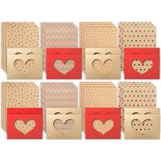 愛心點綴牛皮紙圖案信紙 32p + 信封 16p 套組, 圖案(信紙), 隨機出貨(信封), 1套