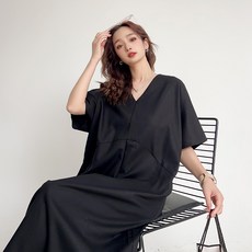 더시럽 여성용 통기성 원플릿 코지 롱 원피스