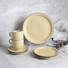 Kanesuzu Claris 圓形咖啡杯 + 雙人早午餐5件組, 象牙白, 1套, 5種