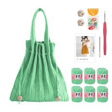 yarna 올리오 단색 플리츠백 뜨개질 DIY 패키지 M 바늘 부자재포함, 746 에메랄드그린, 1세트