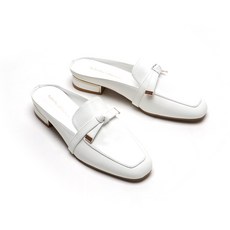 Aboutshoe 女款扭結繫帶穆勒鞋, 白色, 245