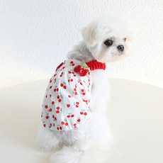 QILCI 寵物櫻桃無袖康康連身裙, 櫻桃無袖