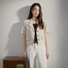 마인드브릿지 여성용 꾸뛰르 스티치 크롭 반팔 자켓 MZJK3272