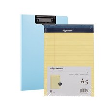 deLi Linfini 頂部鋼蓋剪貼板 A4 x Legal Pad A5 5p 套組, 藍色（剪貼板），黃色（豪華墊）, 1套