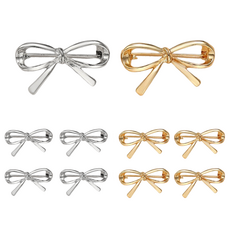 KHOOMIE 蝴蝶結造型禮儀胸針別針 2款 x 5入組 5W0965, 10個, 銀色, 金色