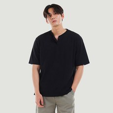 파이브엑스라지 남성용 통기성 빅사이즈 슬라브 반팔 헨리넥티