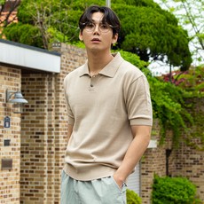 파이브엑스라지 남성용 통기성 빅사이즈 린넨 카라 반팔 니트