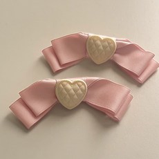 비비뮤아 초콜릿하트 러블리 리본 헤어핀 6cm HR964 2p