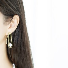 노이드비 여성용 925은침 텔리아 코인 진주 언발란스 드롭 귀걸이