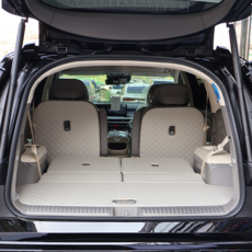 ANGEL CARMAT 全套防刮防汙Real Fit露營車絎縫後車廂墊+椅背組, Ioniq 9 6座（自動折疊）, 暖灰色