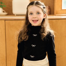 Kikimora 女童刷毛巧克力蝴蝶結T恤