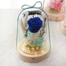 F&G永生花玻璃圓頂燈+手提袋+信封, 玫瑰藍(氣氛燈),隨機發貨(購物袋&零用錢)