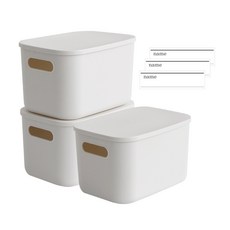 Nature Living MONOBLE 儲物櫃收納整理箱 生活收納箱 + 名牌, 單一顏色, S(26.5 x 18.5 x 16.2 cm), 3個
