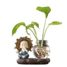 그린 피디 수경 식물 유리 화병 그린 L, 1개