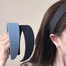 Wodemi 女性用丹寧中款簡約休閒髮帶髮箍 4cm 3件組 M2017