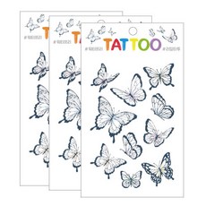 Petit 迷你紋身貼紙 TS008, 蝴蝶, 3個